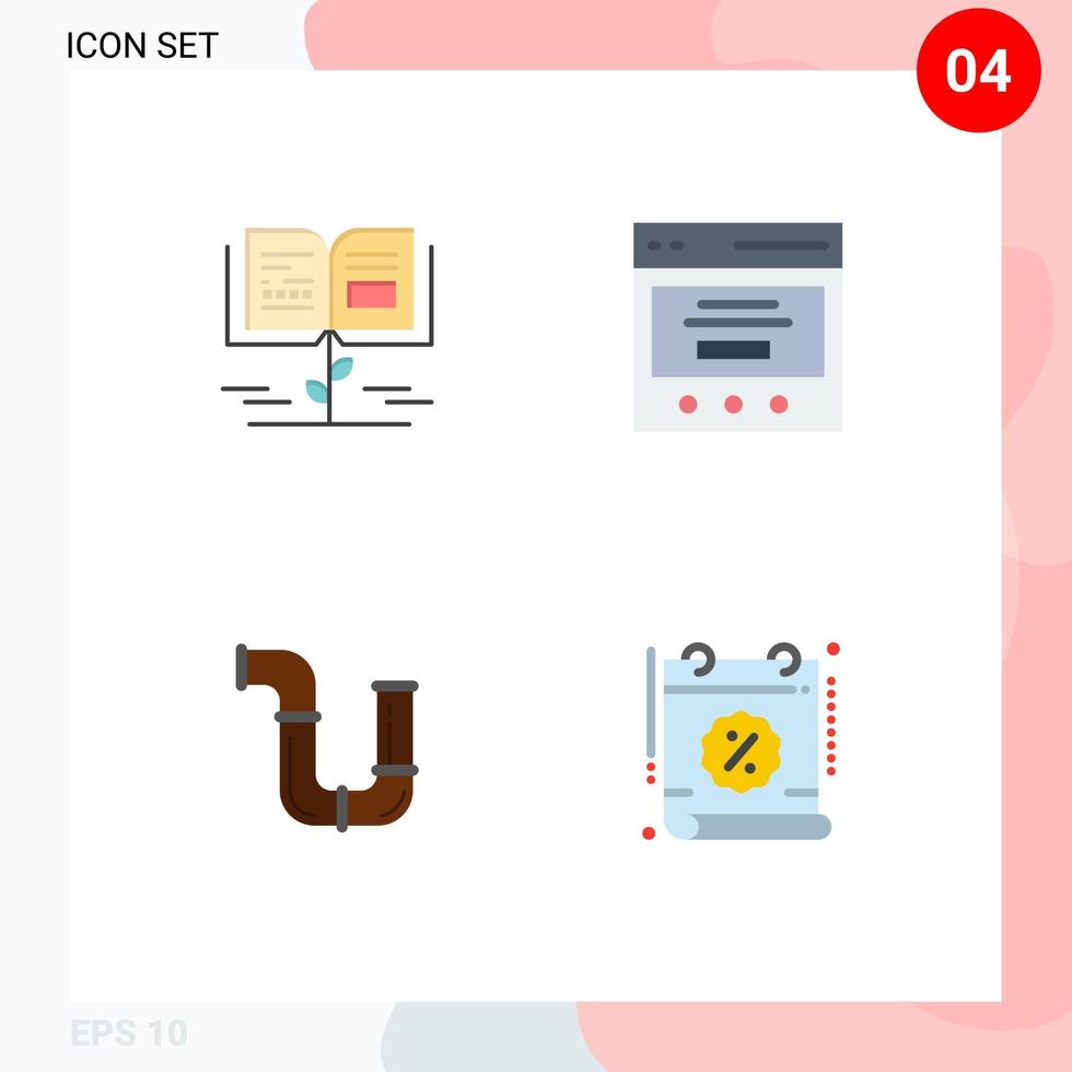 Stock Vector Icon Pack of 4 Line Signs and Symbols for growth plumber education slider tools Editable Vector Design Elements