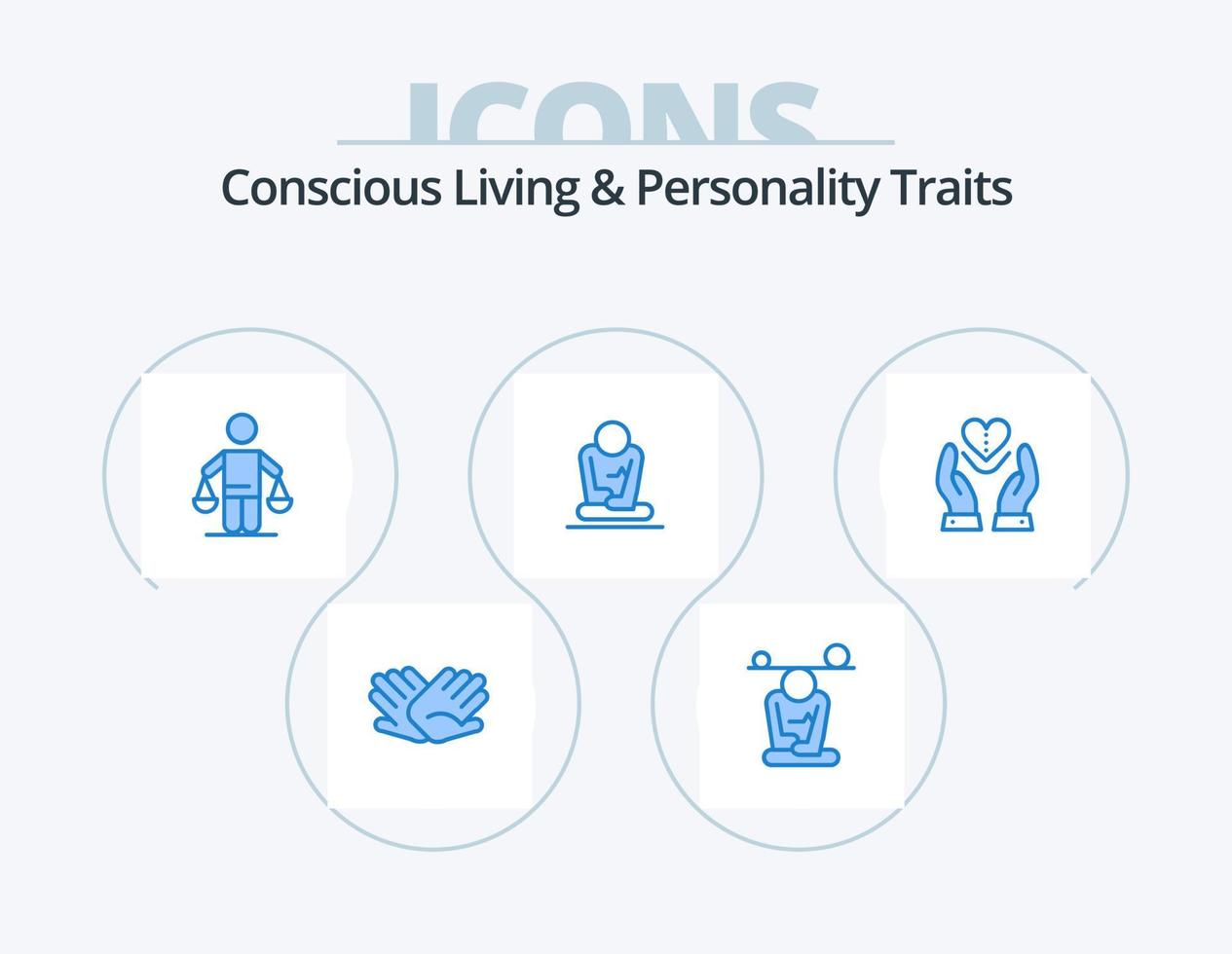 consciente vivo y personalidad rasgos azul icono paquete 5 5 icono diseño. capacitación. rápido. mente. ley. Corte vector