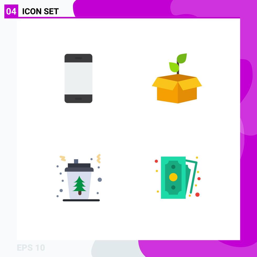 Modern Set of 4 Flat Icons and symbols such as computers power hardware ecology cup Editable Vector Design Elements