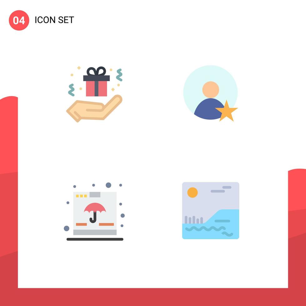 Editable Vector Line Pack of 4 Simple Flat Icons of birthday insurance rating box image Editable Vector Design Elements