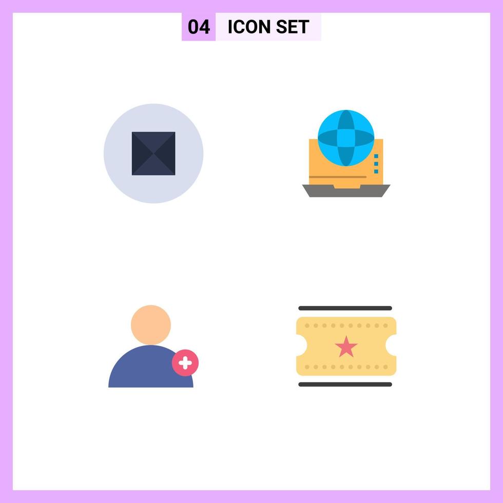 Pictogram Set of 4 Simple Flat Icons of ancient follow internet connection user Editable Vector Design Elements