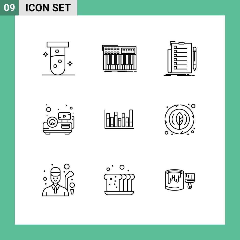 9 Thematic Vector Outlines and Editable Symbols of graph presentation synthesizer beamer list Editable Vector Design Elements