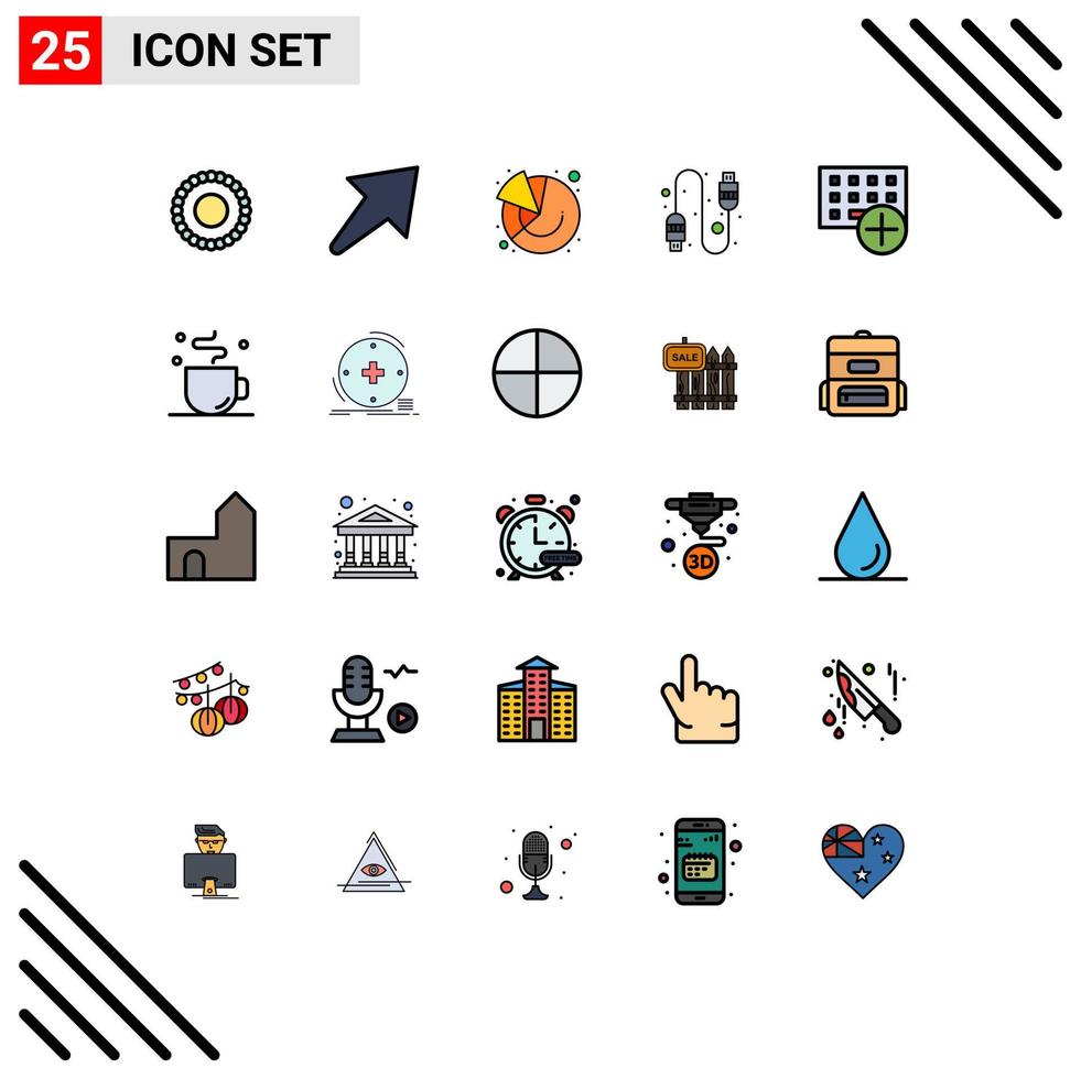 Set of 25 Modern UI Icons Symbols Signs for hardware devices graph computers usb Editable Vector Design Elements