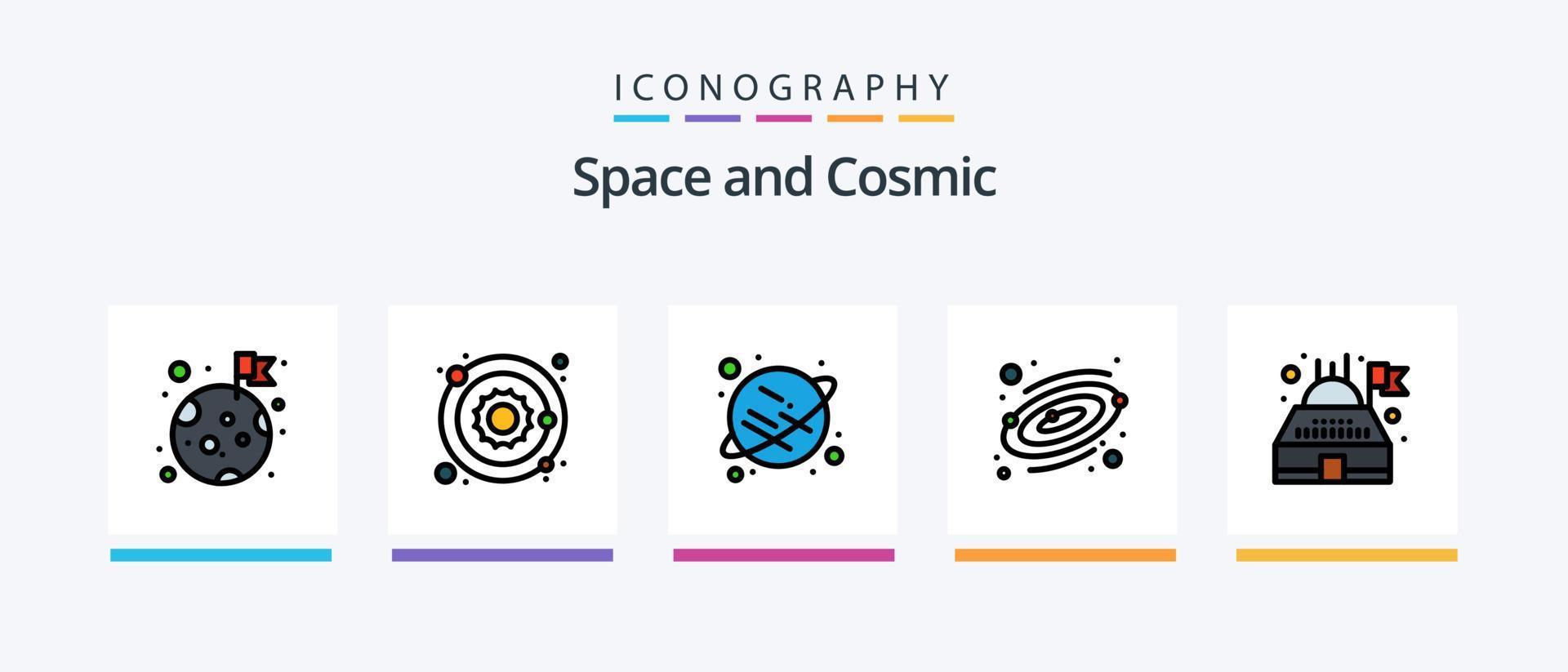 Space Line Filled 5 Icon Pack Including . receiver. nadir. parabolic. communication. Creative Icons Design vector