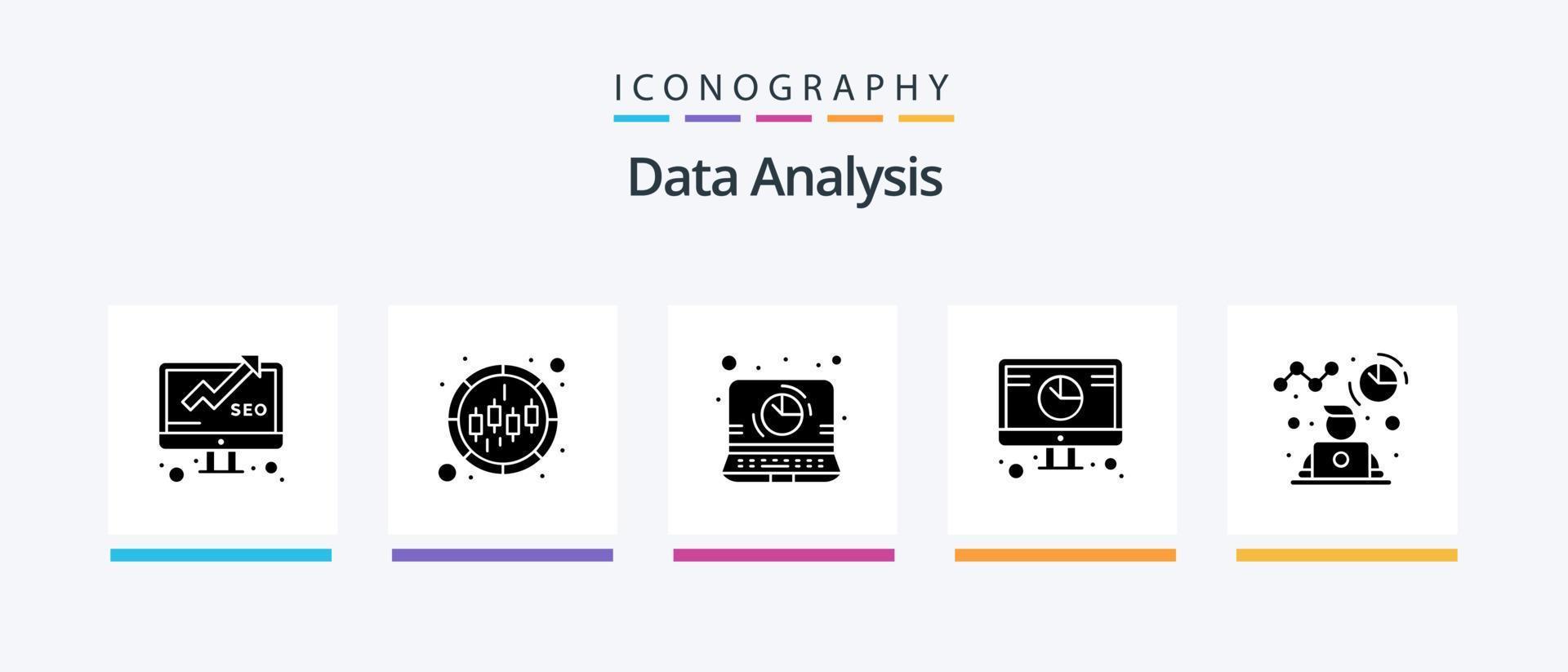 Data Analysis Glyph 5 Icon Pack Including analysis. digital. graph. database. report. Creative Icons Design vector