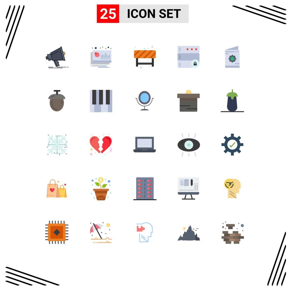 Universal Icon Symbols Group of 25 Modern Flat Colors of card lock financier database road Editable Vector Design Elements