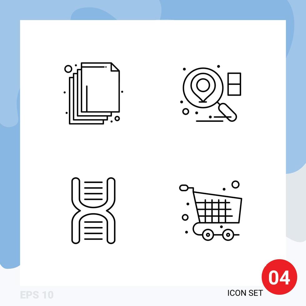4 Creative Icons Modern Signs and Symbols of arrange physics location biology cart Editable Vector Design Elements