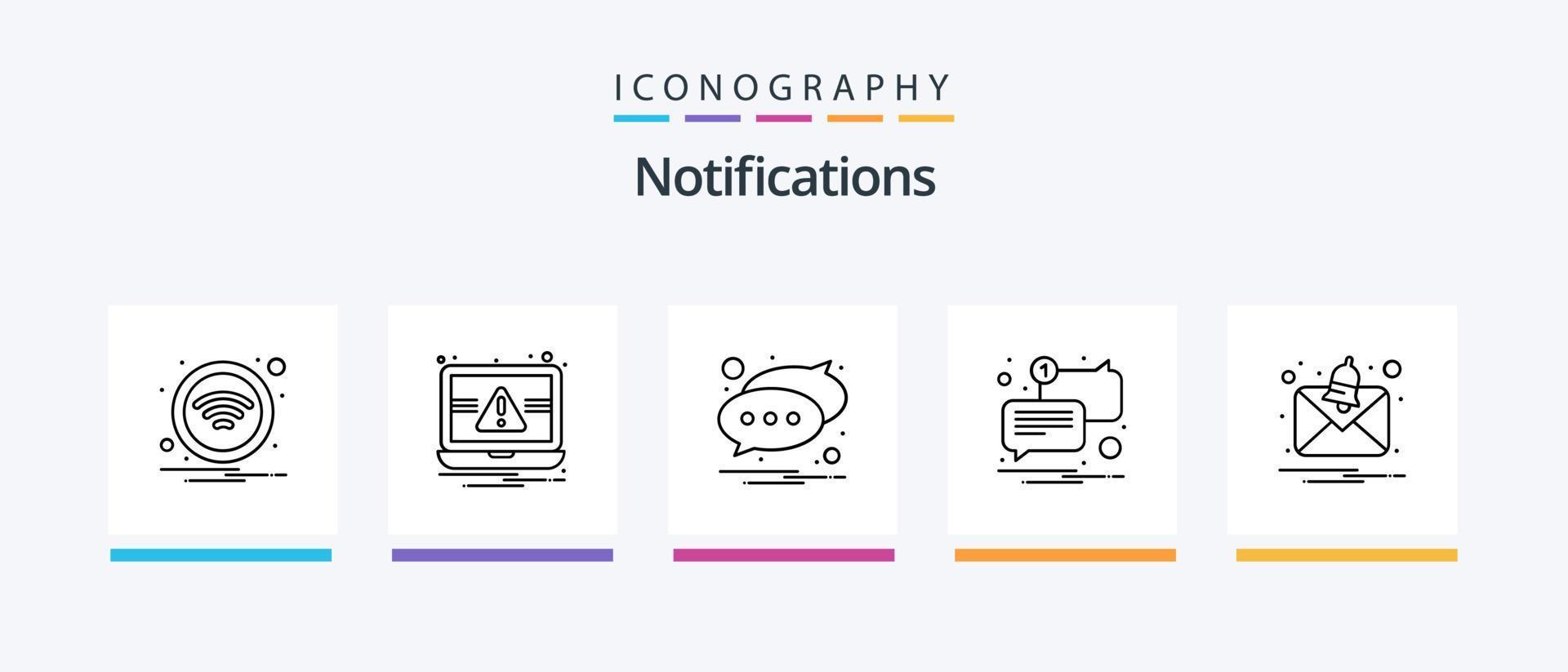 Notifications Line 5 Icon Pack Including folder. not. alarm. message. error. Creative Icons Design vector