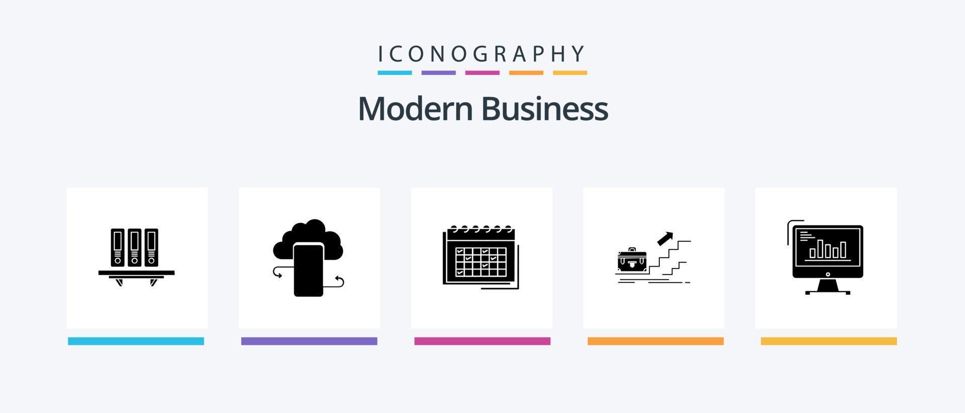 Modern Business Glyph 5 Icon Pack Including event. business. business. calendar. mobile. Creative Icons Design vector