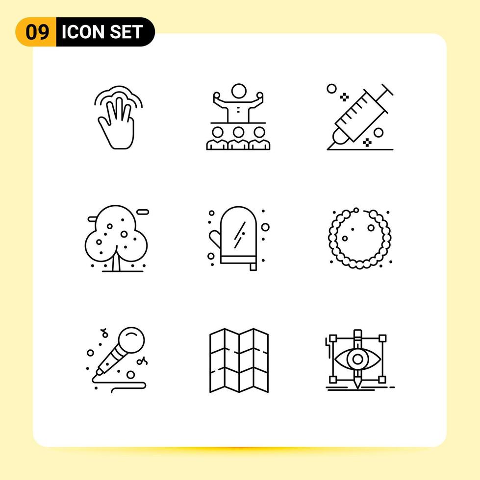Universal Icon Symbols Group of 9 Modern Outlines of plant beach mentorship tool design Editable Vector Design Elements