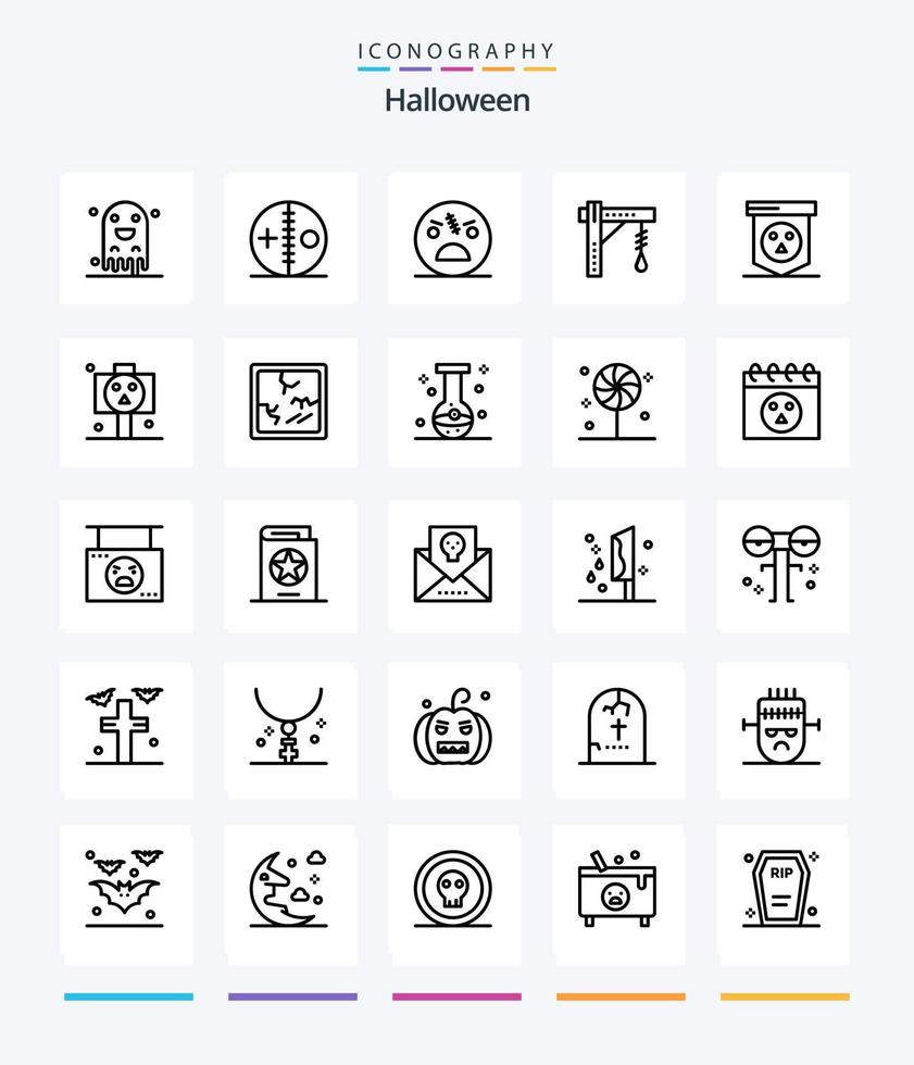 Creative Halloween 25 OutLine icon pack  Such As halloween. bulb. voodoo. brightness. spooky vector