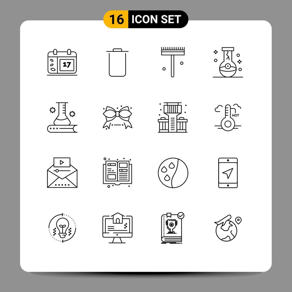 Modern Set of 16 Outlines Pictograph of science book magic gardener halloween eye Editable Vector Design Elements
