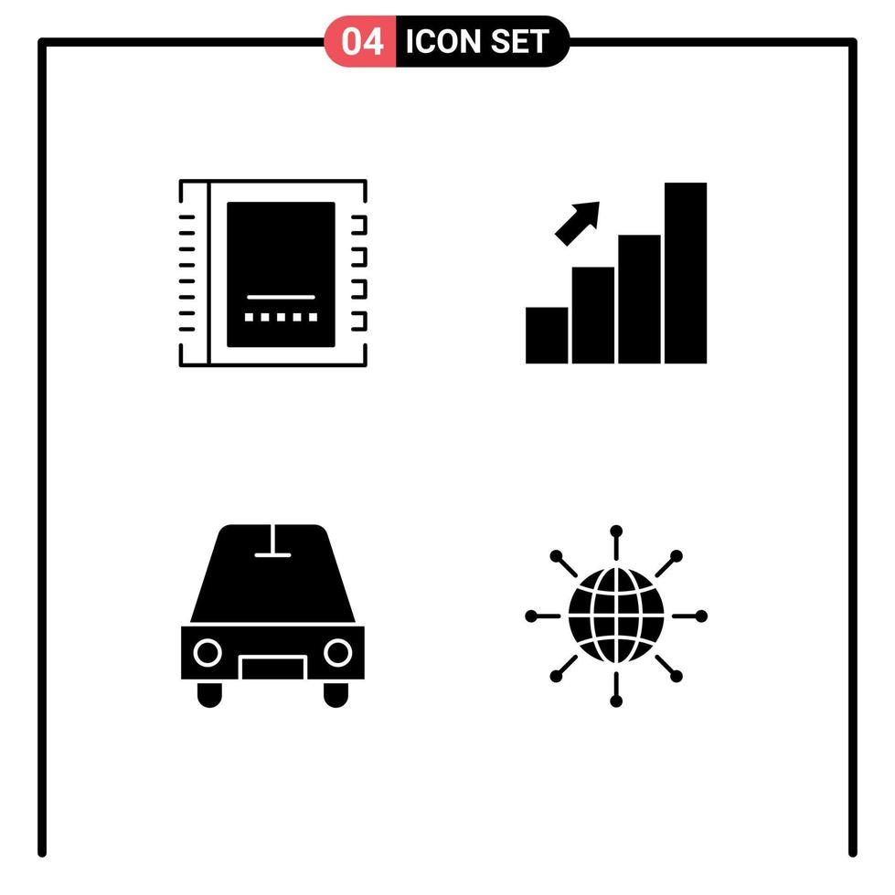 Group of Solid Glyphs Signs and Symbols for address stats contacts business passenger Editable Vector Design Elements