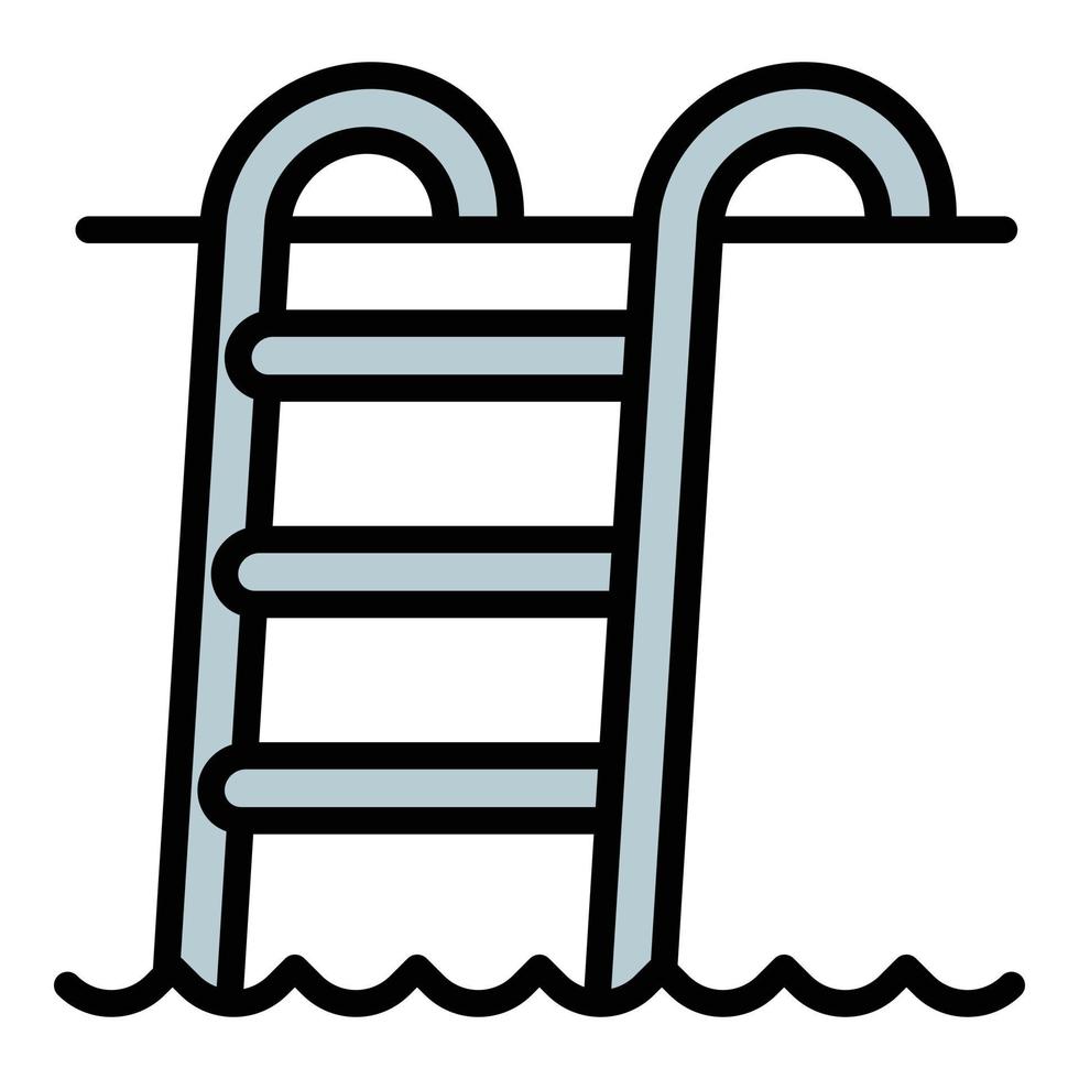 Steel pool ladder icon, outline style vector