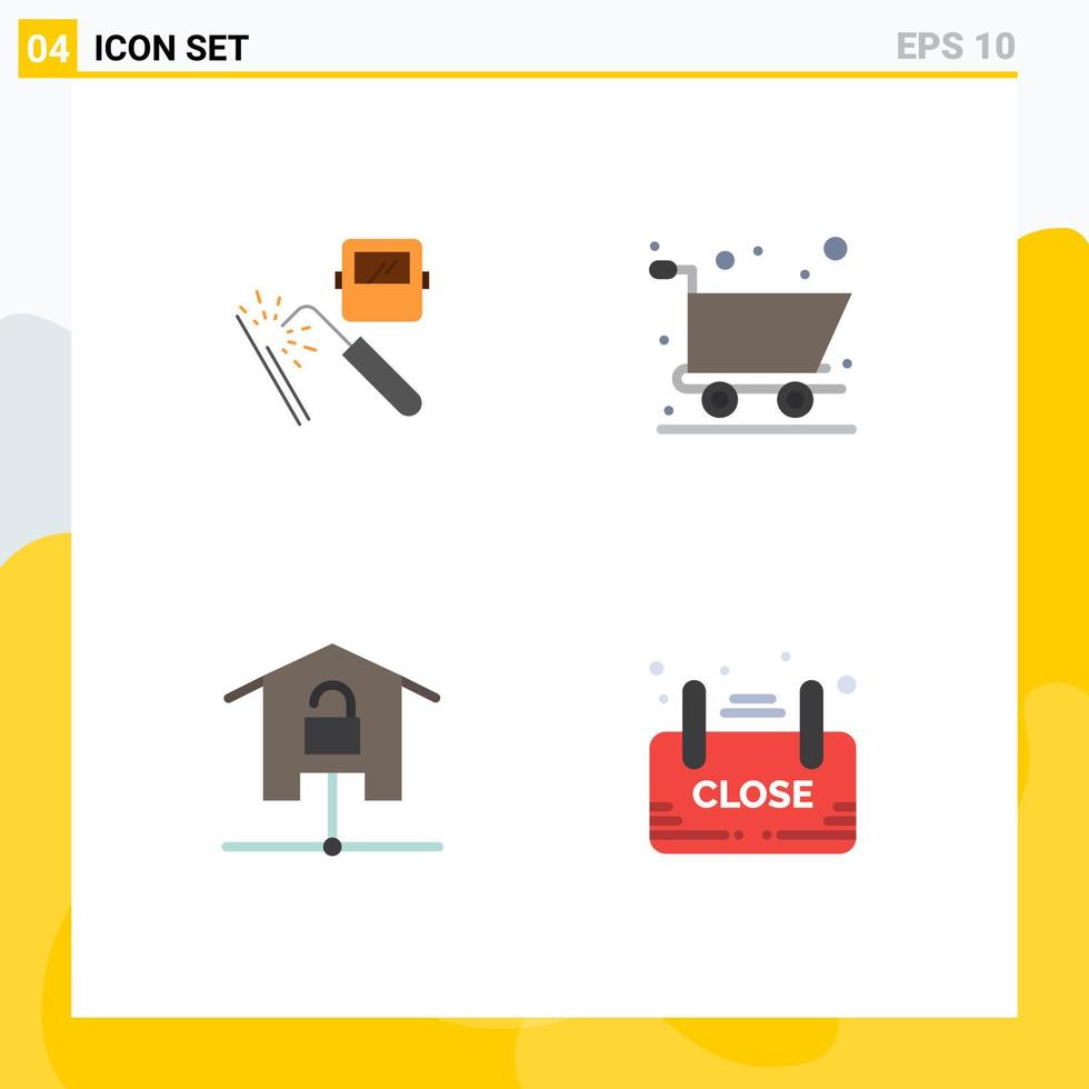 4 Creative Icons Modern Signs and Symbols of welding home factory online shopping smart home Editable Vector Design Elements