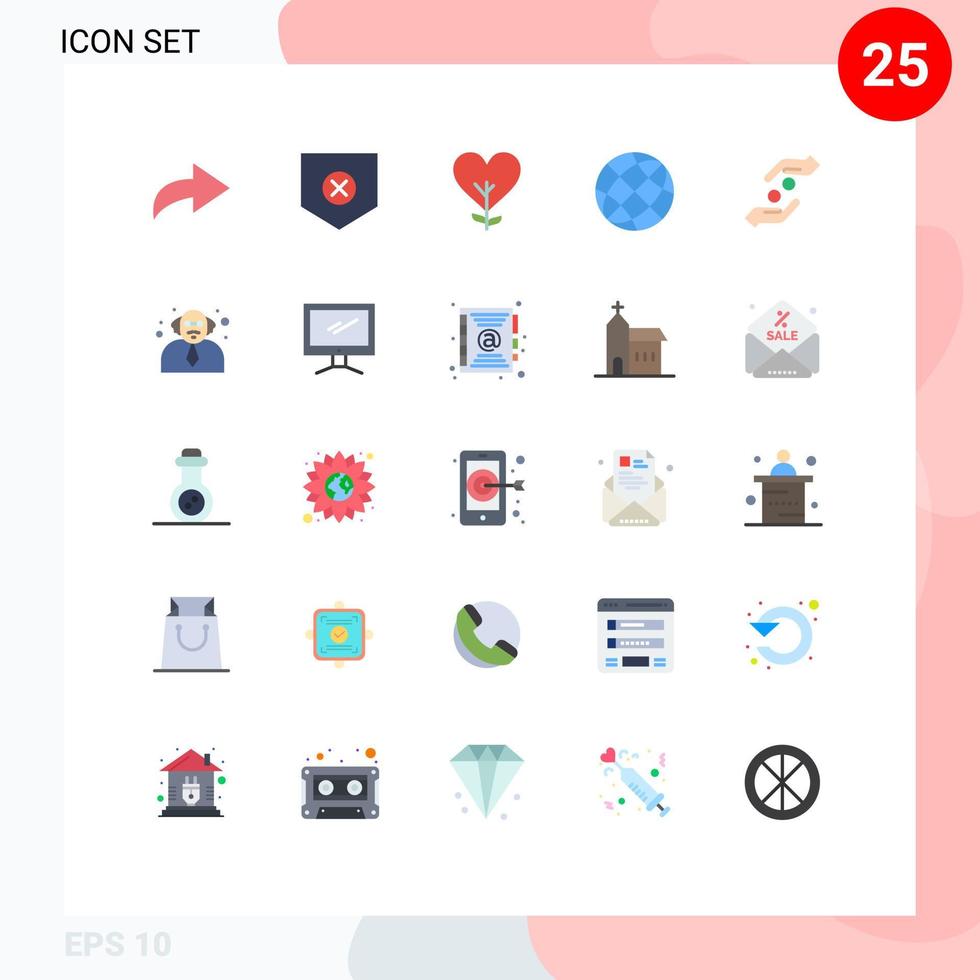 Set of 25 Modern UI Icons Symbols Signs for faith globe like earth contact Editable Vector Design Elements