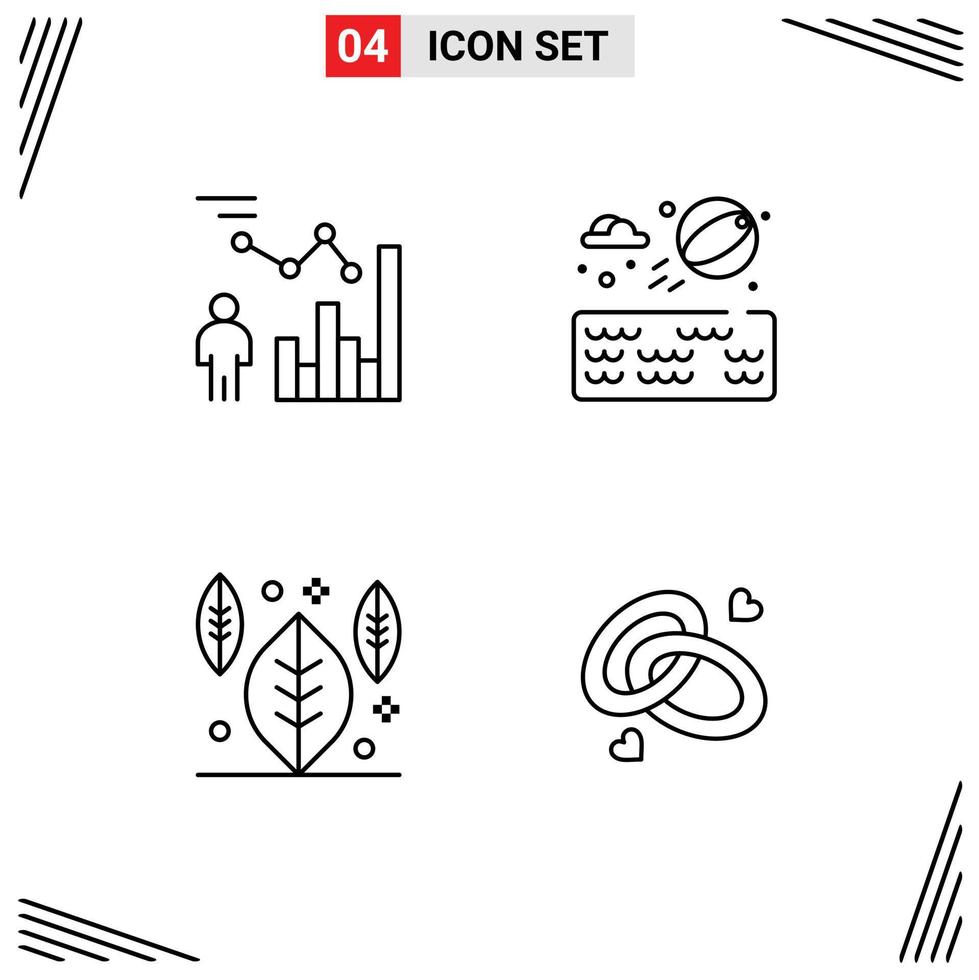 4 Creative Icons Modern Signs and Symbols of chart leaf management water ring Editable Vector Design Elements