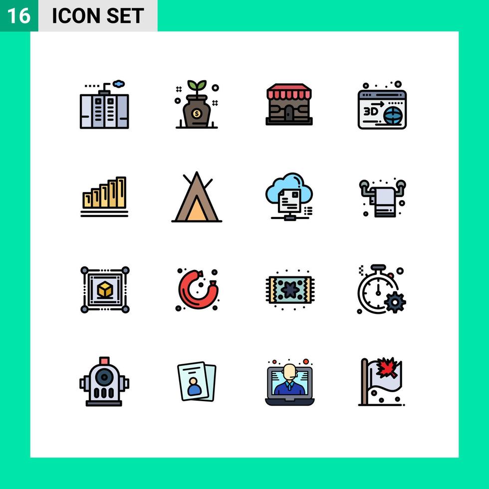 16 Creative Icons Modern Signs and Symbols of chart globe tree printer store Editable Creative Vector Design Elements