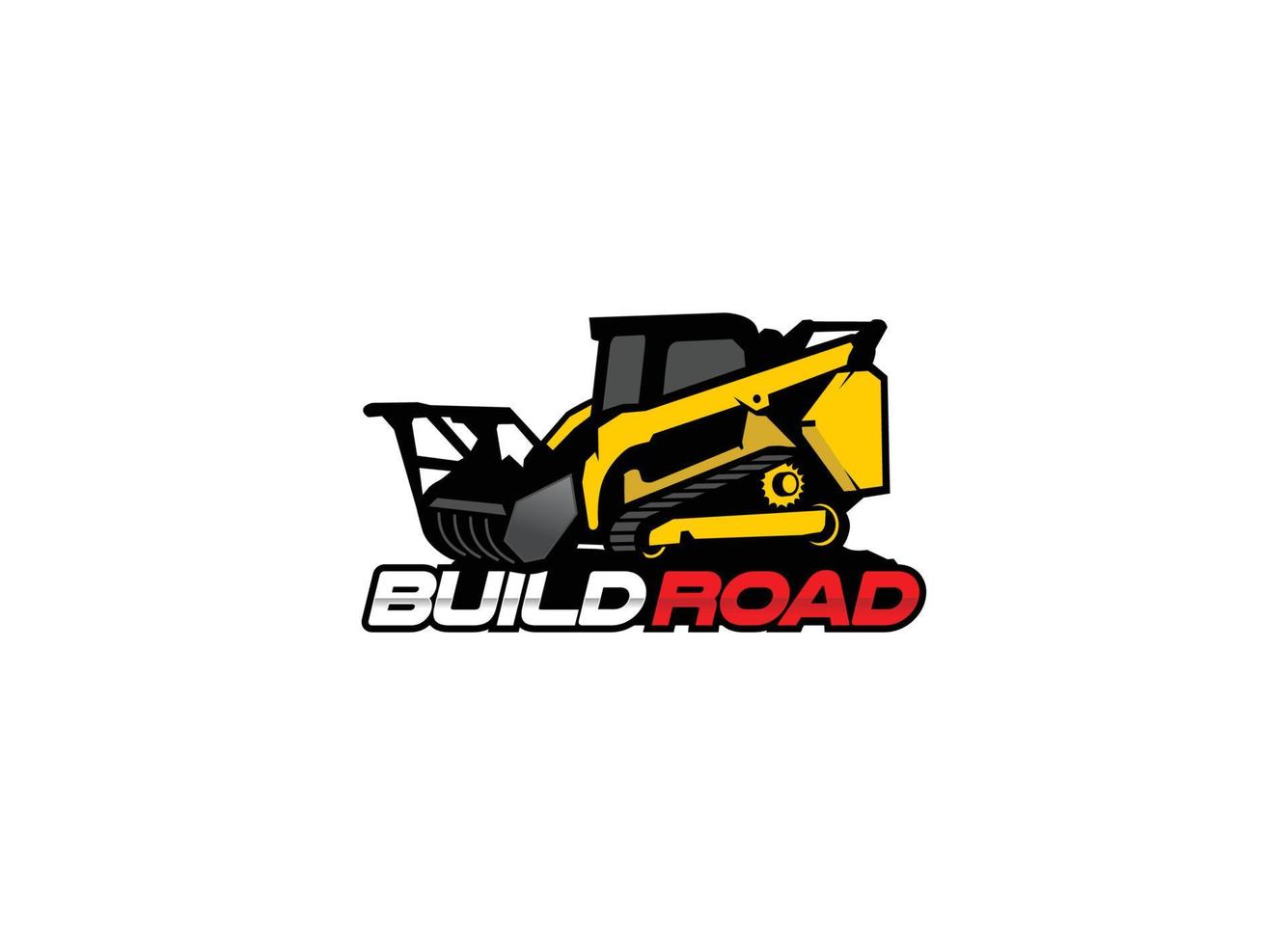 Skid steer and land clearing logo vector for construction company. Heavy equipment template vector illustration for your brand.