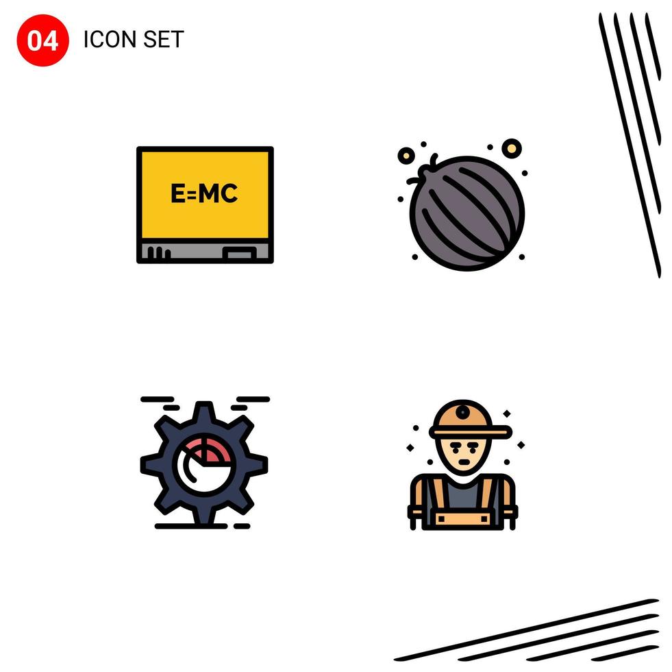 Set of 4 Modern UI Icons Symbols Signs for board chart food setting man Editable Vector Design Elements