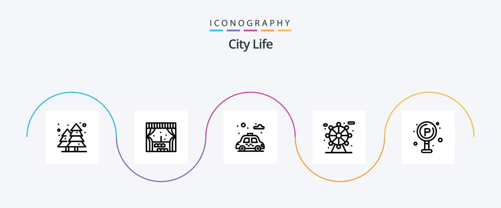 City Life Line 5 Icon Pack Including . traffic. park. life. park vector