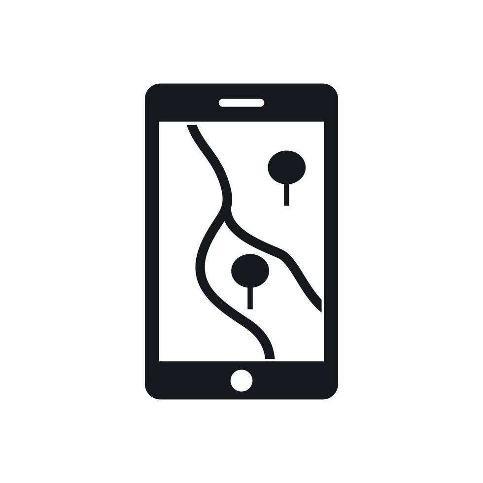 Smartphone with GPS navigator icon, simple style vector