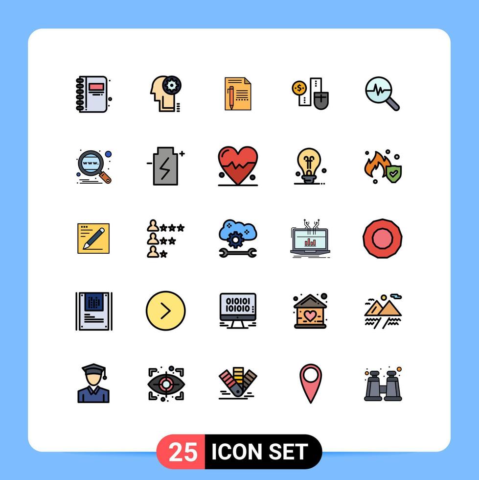 Universal Icon Symbols Group of 25 Modern Filled line Flat Colors of dollor connect document mouse pencil Editable Vector Design Elements