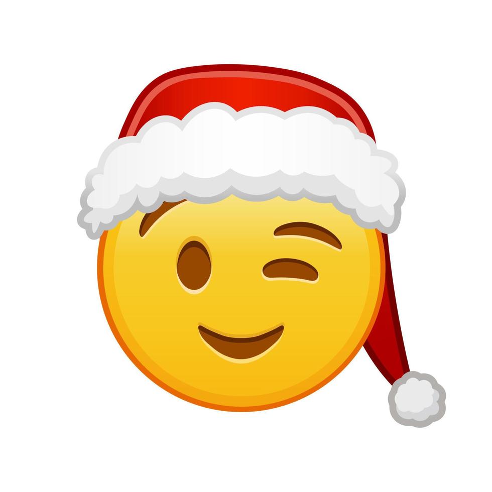 Christmas winking face Large size of yellow emoji smile vector