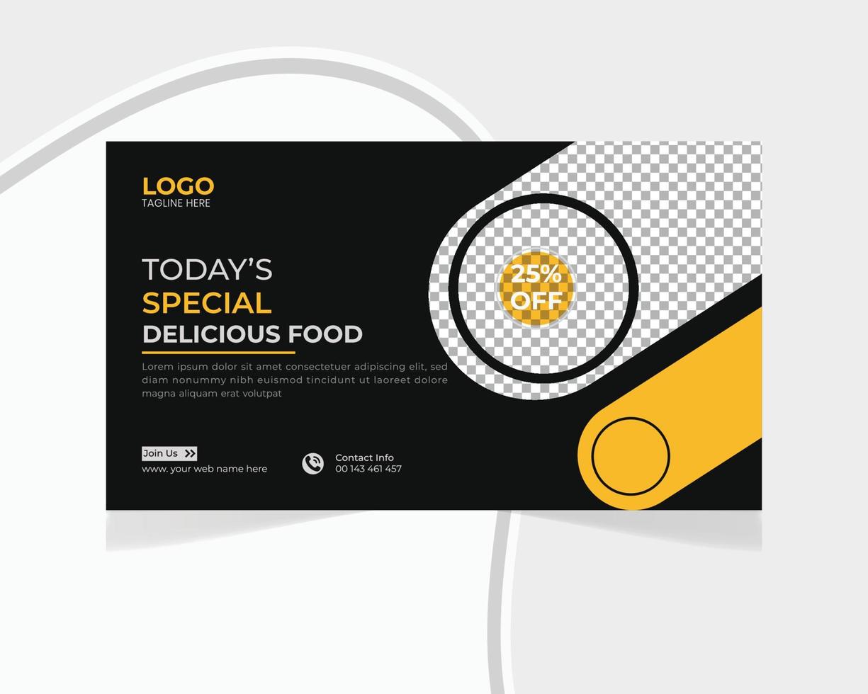 Restaurant food menu youtube thumbnail business and web banner template design vector