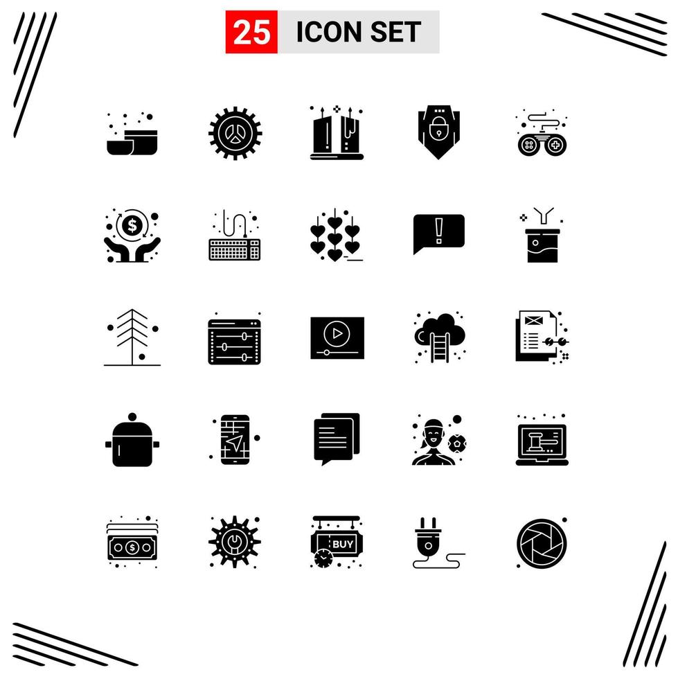 Modern Set of 25 Solid Glyphs and symbols such as device web security candle shield internet Editable Vector Design Elements
