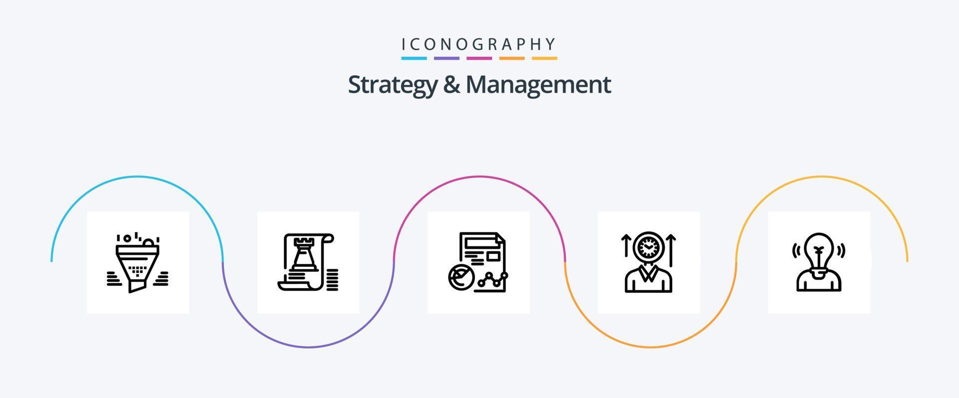 Strategy And Management Line 5 Icon Pack Including user. time. planning. business. profile vector