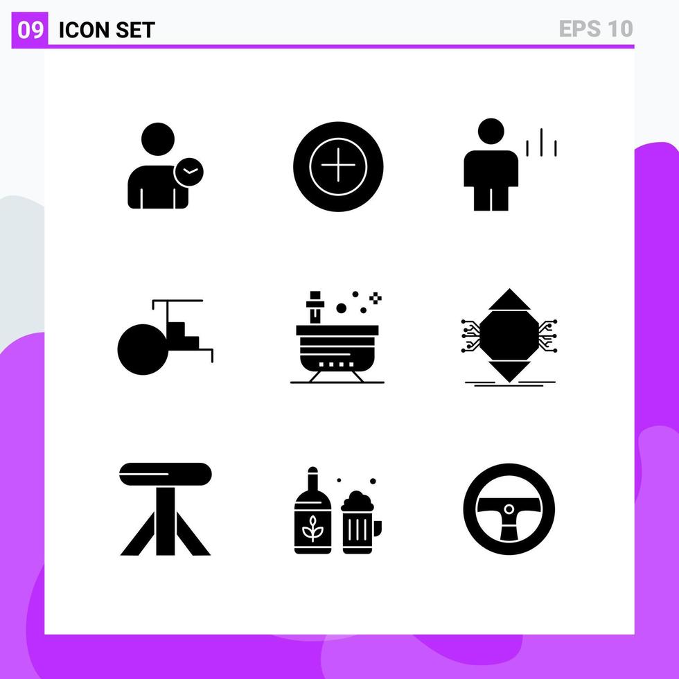 Set of 9 Modern UI Icons Symbols Signs for beauty vehicles avatar transportation china Editable Vector Design Elements