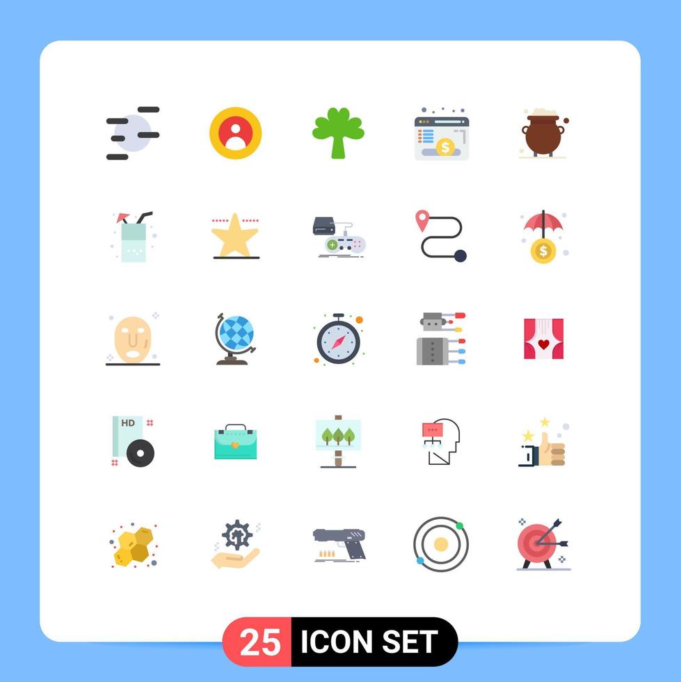 Flat Color Pack of 25 Universal Symbols of fortune website clover webpage plant Editable Vector Design Elements