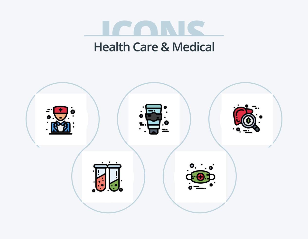 salud cuidado y médico línea lleno icono paquete 5 5 icono diseño. móvil. electrocardiograma leucemia. derrotar. pasta dental vector