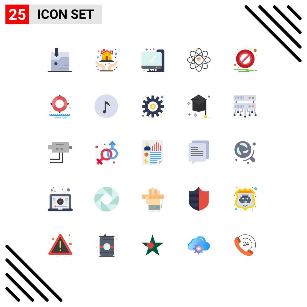 Group of 25 Flat Colors Signs and Symbols for lifesaver notification education block data scince Editable Vector Design Elements