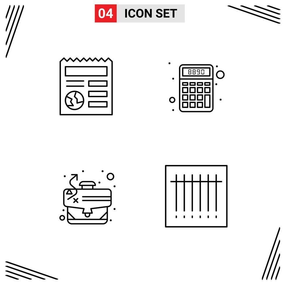 Set of 4 Modern UI Icons Symbols Signs for basic strategy ui math case Editable Vector Design Elements