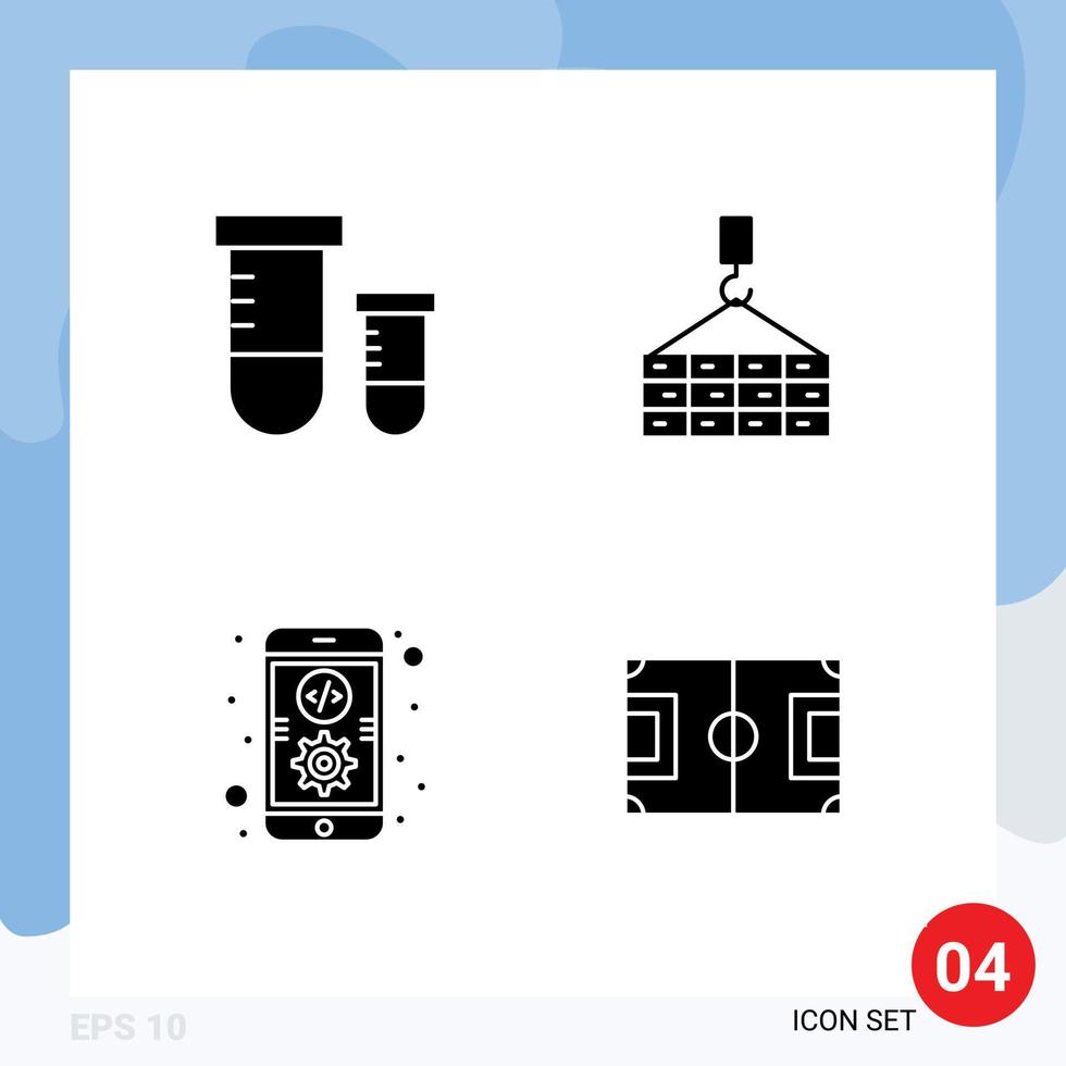 4 Universal Solid Glyph Signs Symbols of potion coding space construction mobile Editable Vector Design Elements