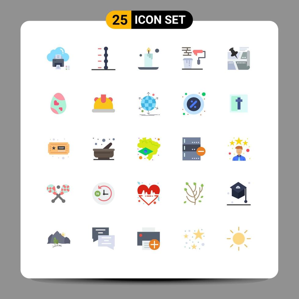 25 Flat Color concept for Websites Mobile and Apps route tools candle roller paint Editable Vector Design Elements