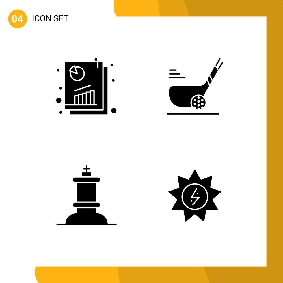 Modern Set of 4 Solid Glyphs and symbols such as analysis sport seo analysis stick figure Editable Vector Design Elements