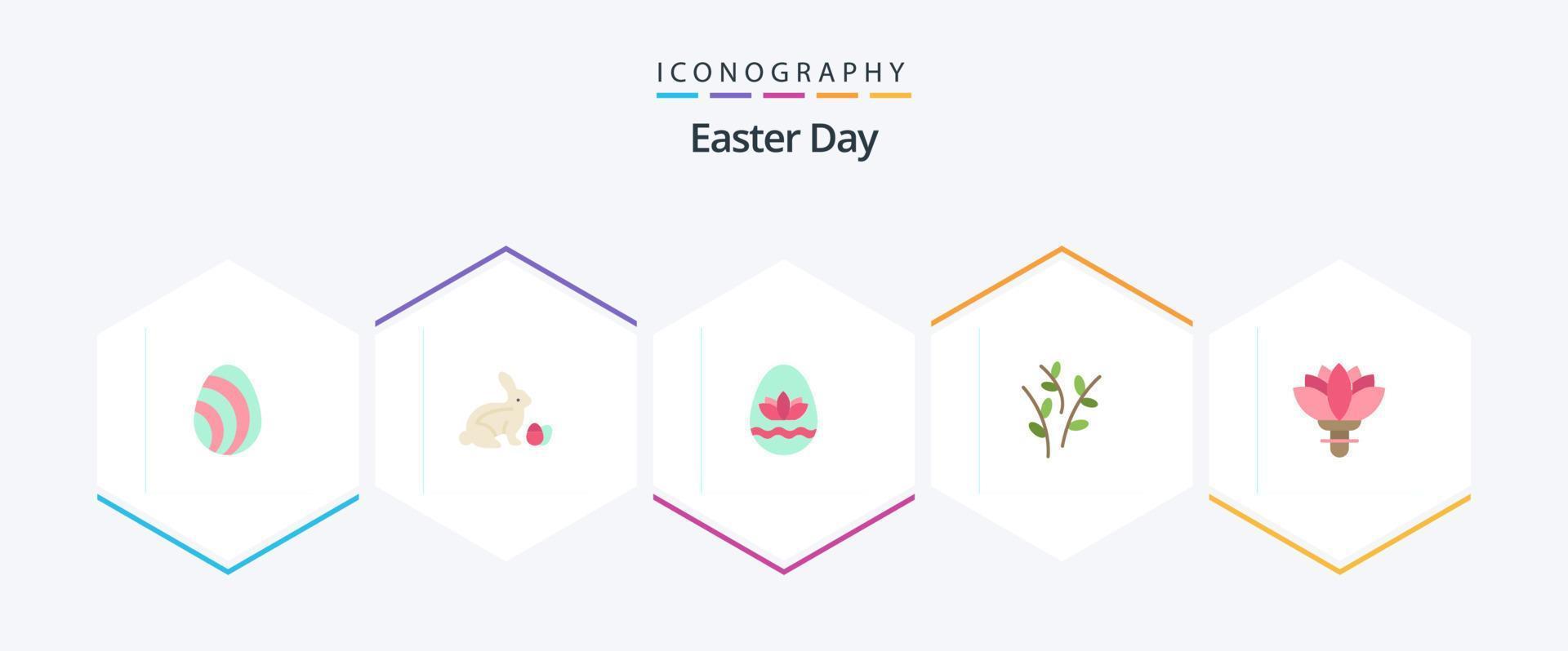 Easter 25 Flat icon pack including plant. nature. easter egg. easter. buds vector