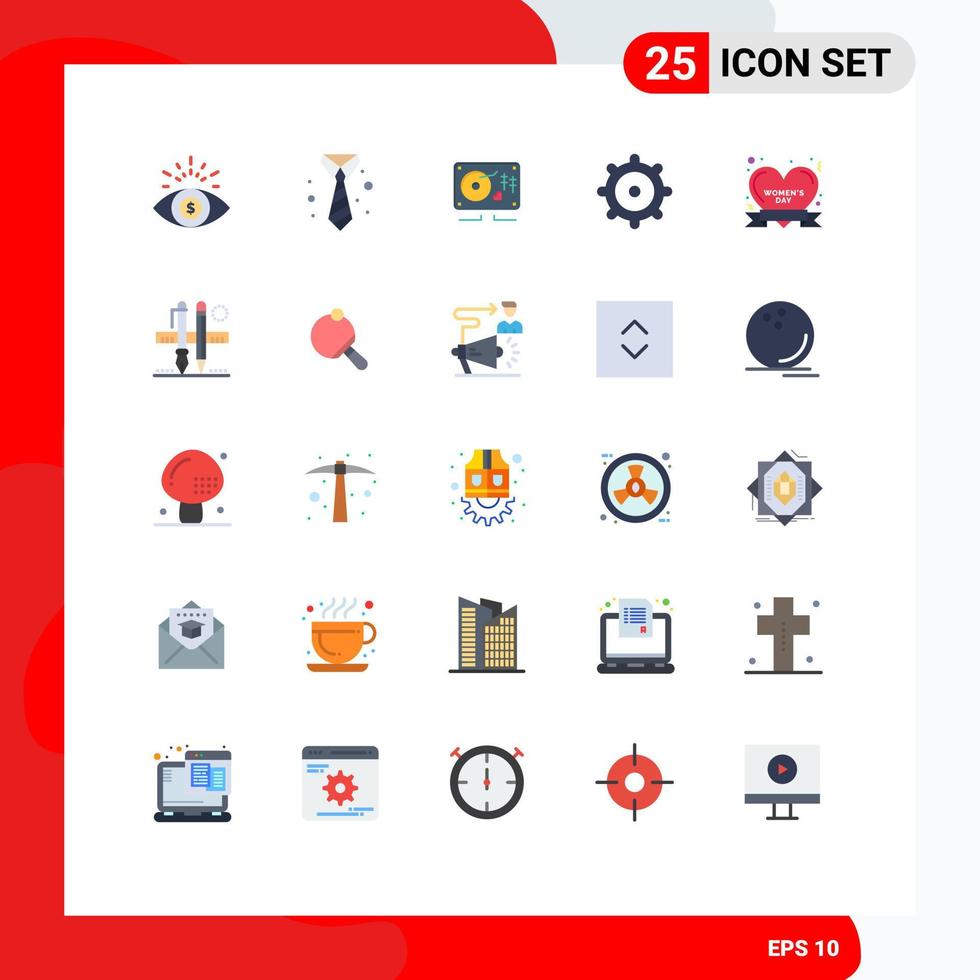 Modern Set of 25 Flat Colors and symbols such as stationary happy love day mechanic Editable Vector Design Elements