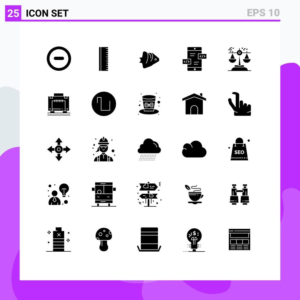 Stock Vector Icon Pack of 25 Line Signs and Symbols for court choice ocean mobile arrows Editable Vector Design Elements