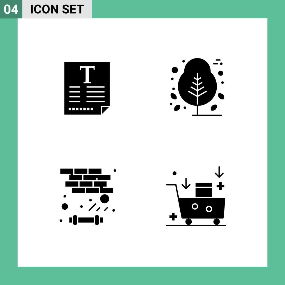 4 User Interface Solid Glyph Pack of modern Signs and Symbols of file breaker fount plant play Editable Vector Design Elements