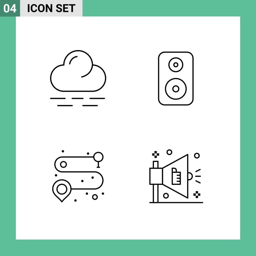 Stock Vector Icon Pack of 4 Line Signs and Symbols for cloud ad speaker point marketing Editable Vector Design Elements