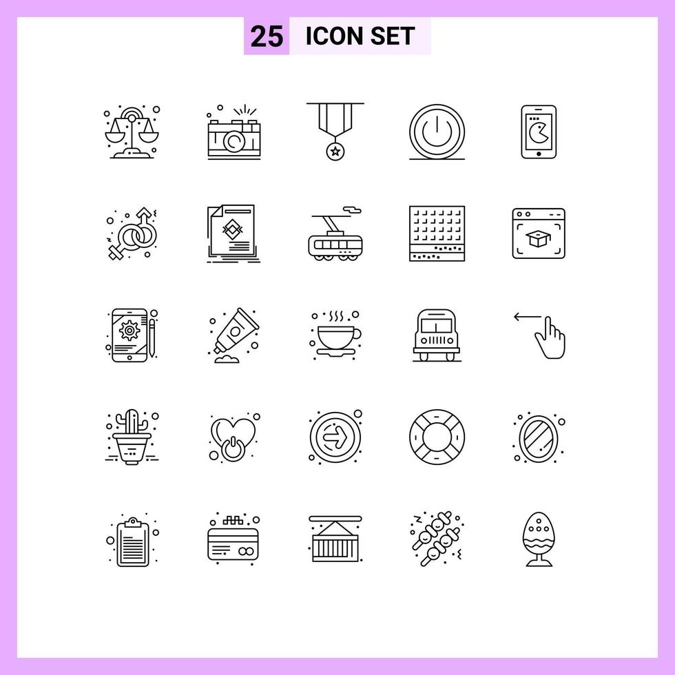 25 User Interface Line Pack of modern Signs and Symbols of ui on badge off star Editable Vector Design Elements