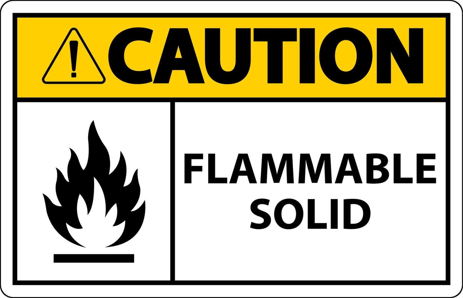 Caution Hazardous Signs Flammable Solid On White Background vector