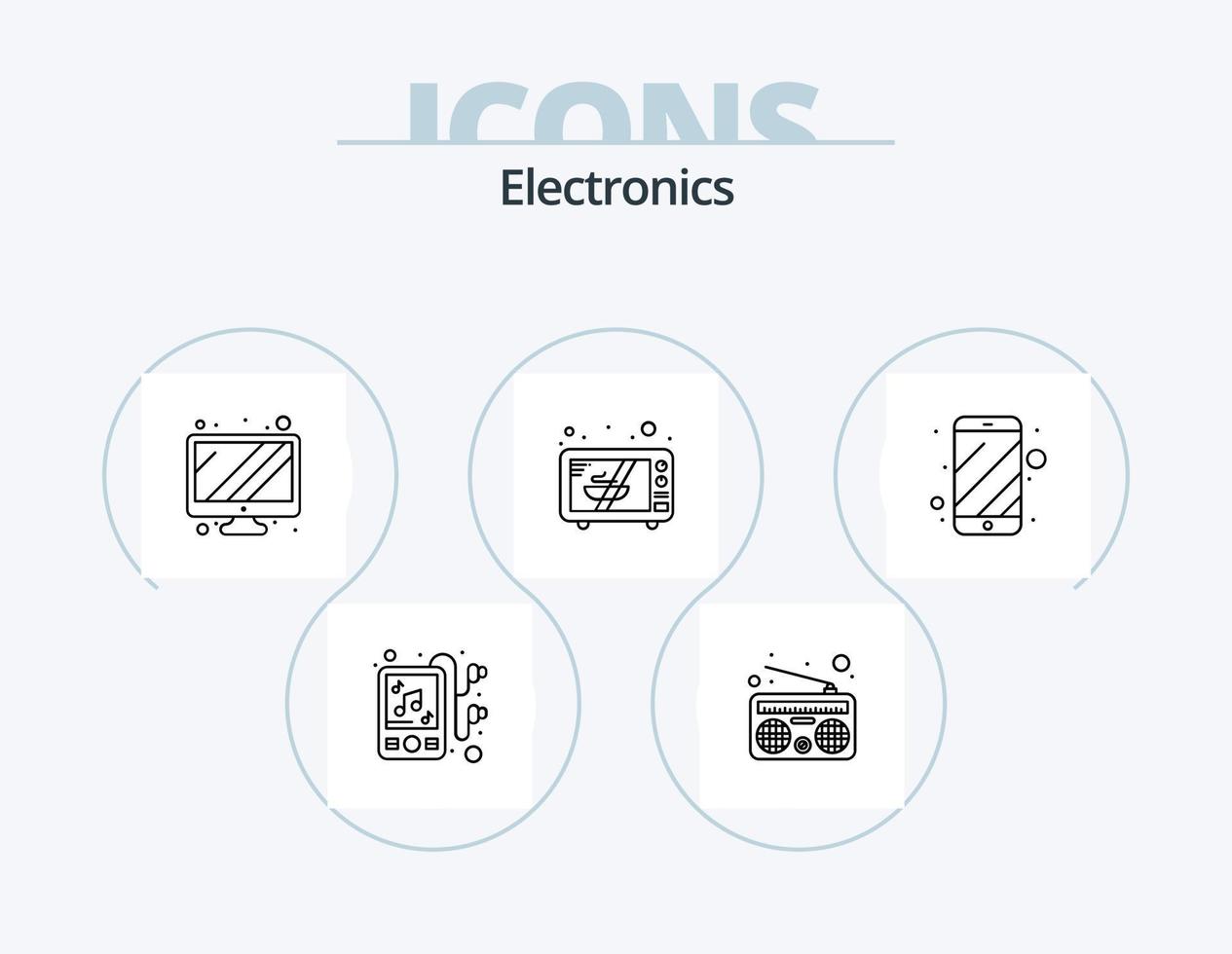 electrónica línea icono paquete 5 5 icono diseño. . enchufe. sistema. hardware. solar vector