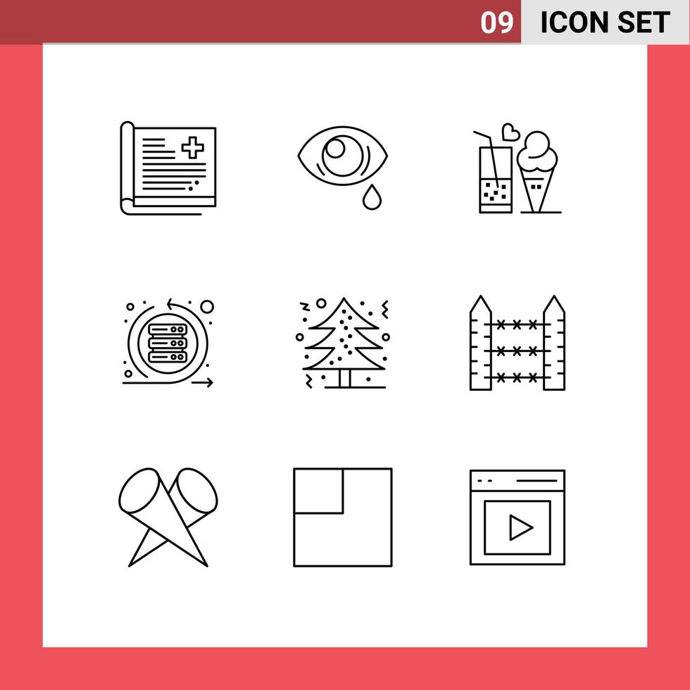 Set of 9 Modern UI Icons Symbols Signs for sprint iteration sad agile ice cream Editable Vector Design Elements