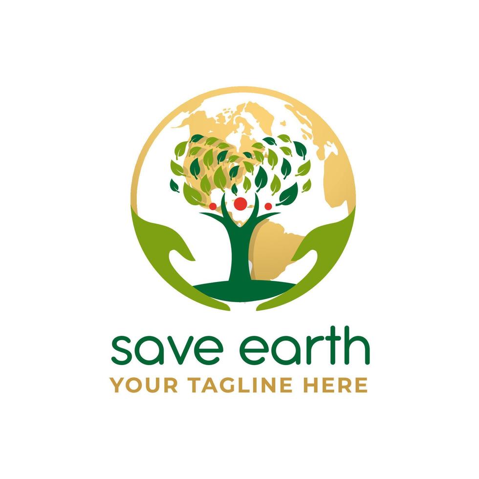 save earth logo design template vector