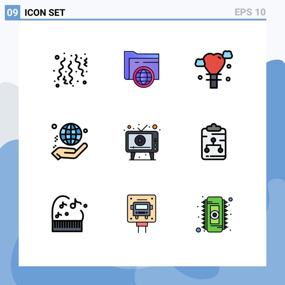 Set of 9 Modern UI Icons Symbols Signs for advertising donate balloon world charity Editable Vector Design Elements